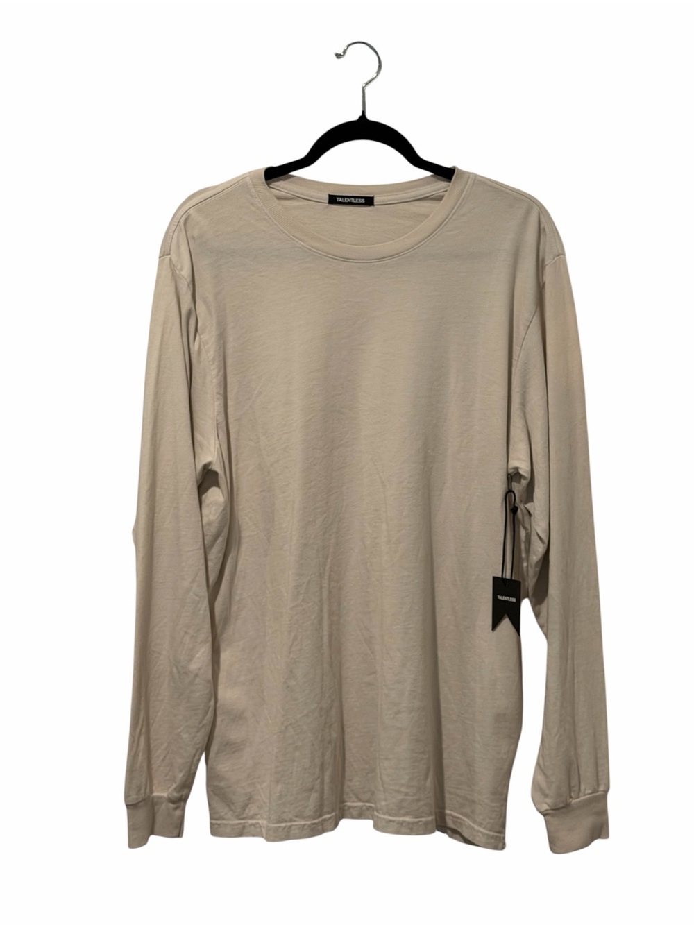 NWT TALENTLESS Men's Long Sleeve Crewneck Shirt in Cream size large